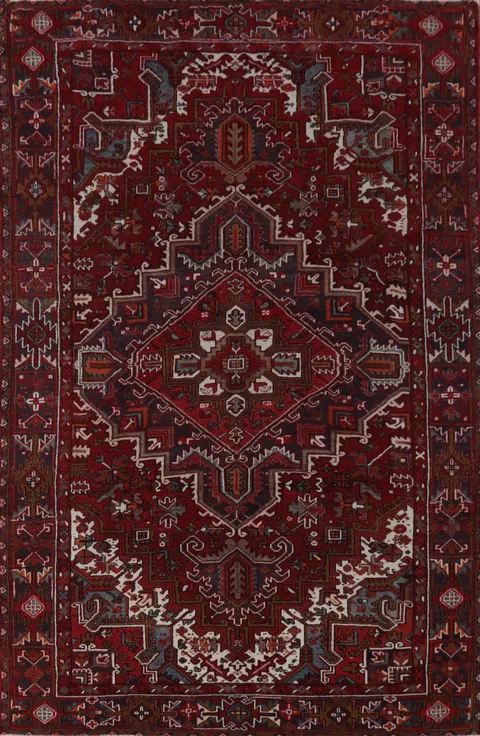 Vintage Red Heriz Persian Area Rug 8x11