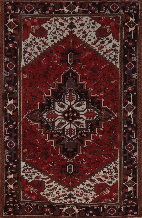 Geometric Red Heriz Persian Area Rug 7x10