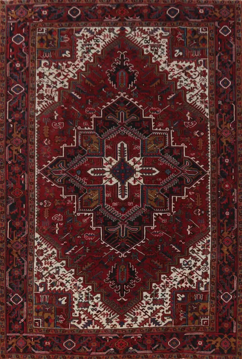 Red Wool Heriz Persian Area Rug 8x11