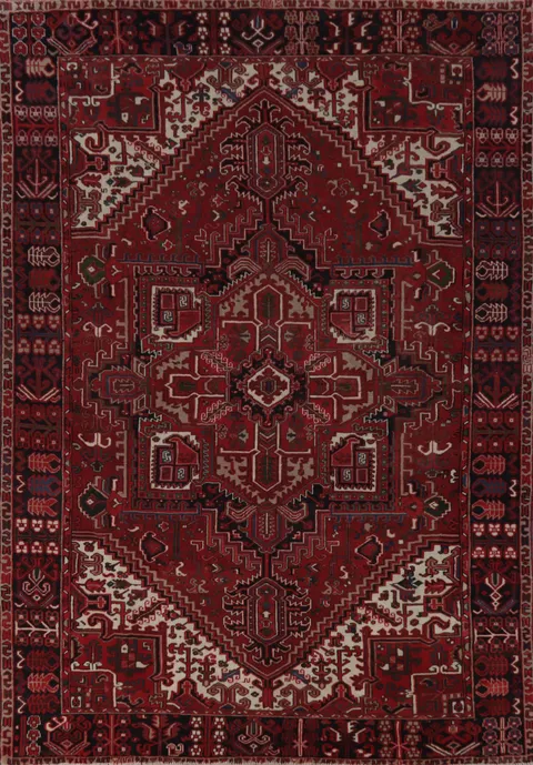 Vintage Red Heriz Persian Area Rug 8x11