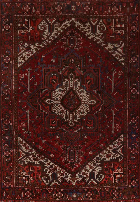 Vintage Heriz Persian Area Rug 7x9