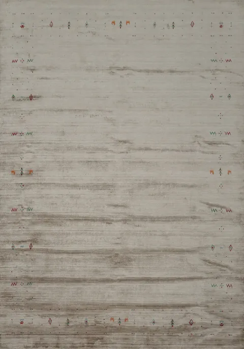 Chic Neutral Gabbeh Area Rug 8x10 Featuring Minimalist Details