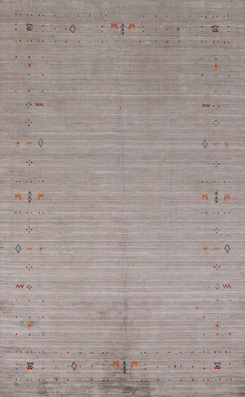 Chic Gabbeh Area Rug 5x8 with Artistic Patterns and Highlights