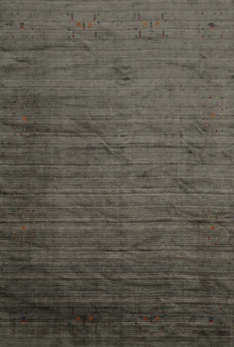 Sophisticated Gabbeh Area Rug 8x10 With Embroidered Tribal Accents