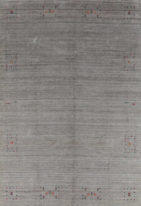Minimalist Gabbeh Area Rug 9x12 with Subtle Tribal Patterns