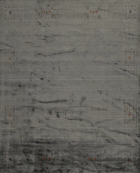 Square Gabbeh Area Rug 10x10 with Artistic Corner Embellishments