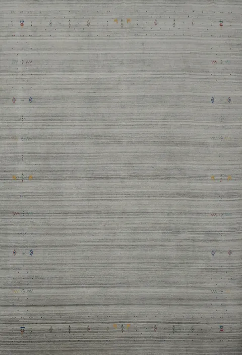 Minimalist Gabbeh Area Rug 8x10 with Delicate Colorful Details