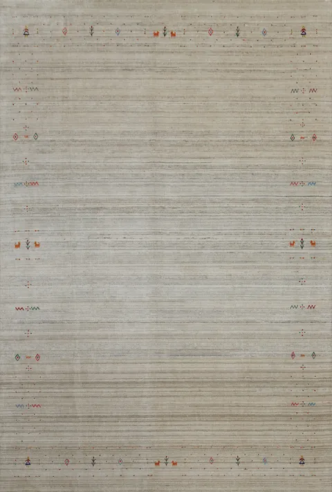 Neutral Gabbeh Area Rug 9x12 with Artistically Motifs for Elegance