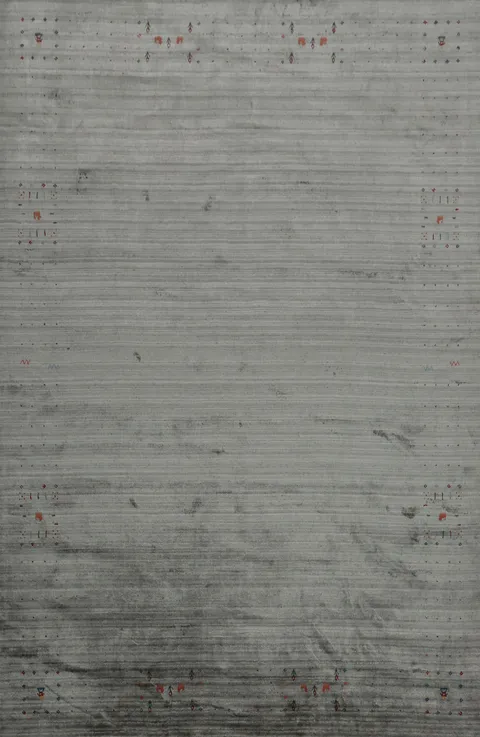 Elegant Gabbeh Area Rug 9x12 with Subtle Tribal Border Accents