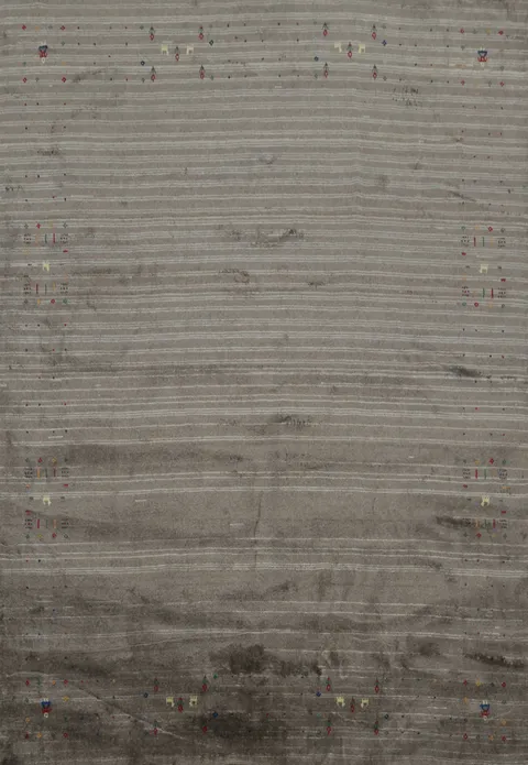 Tribal-Inspired Gabbeh Area Rug 8x10 with Discreet Color Bursts