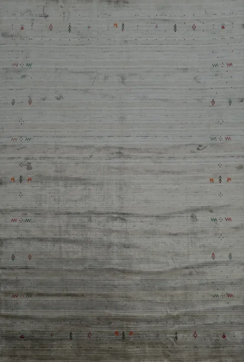 Gabbeh Area Rug 8x10 with Delicate Embroidered Details