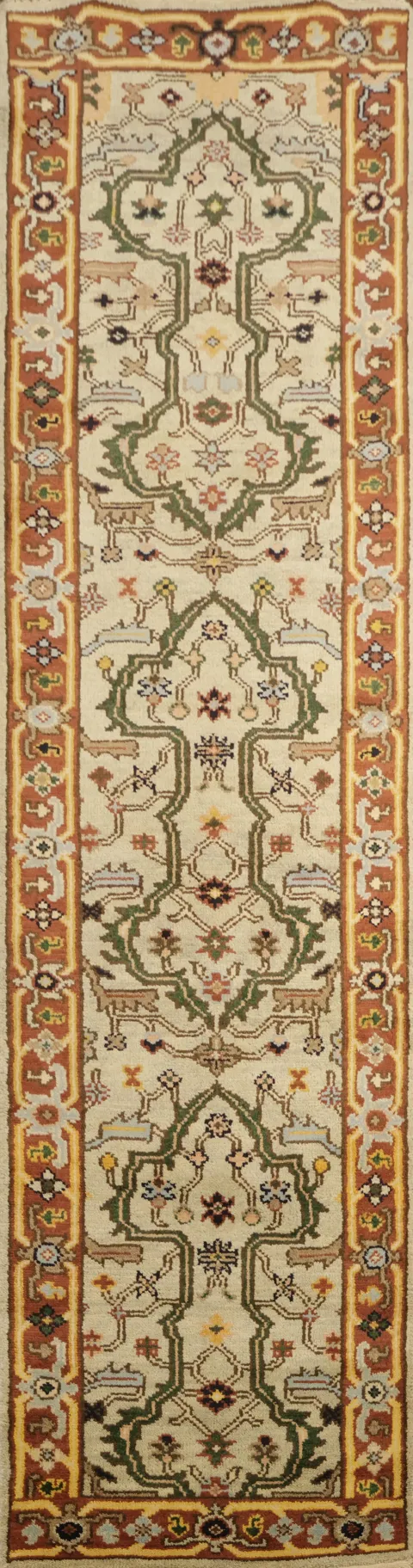 Geometric Heriz Serapi Indian Runner Rug 3x10