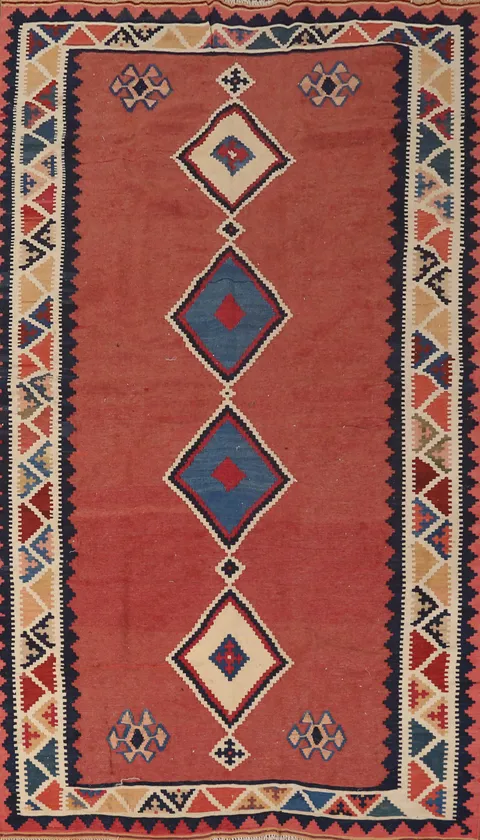 Vegetable Dye Kilim Qashqai Persian Area Rug 5x10