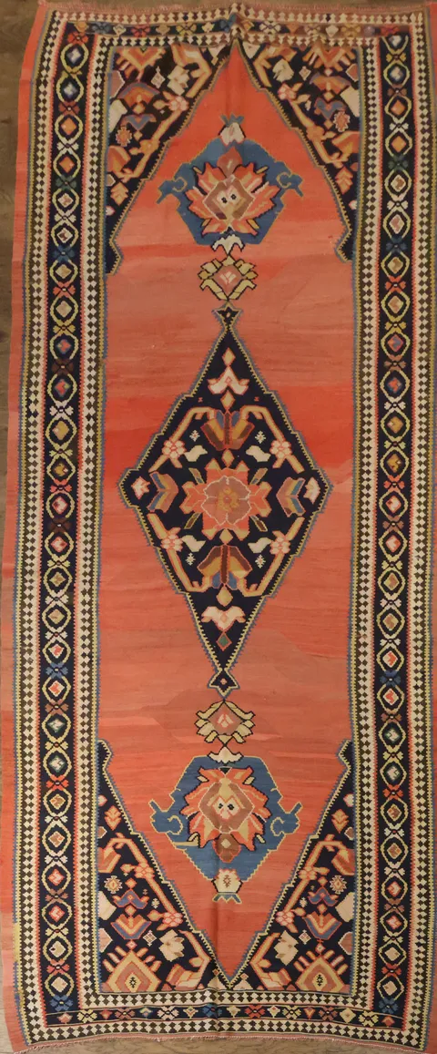 Vegetable Dye Kilim Senneh Persian Tribal Rug 6x14
