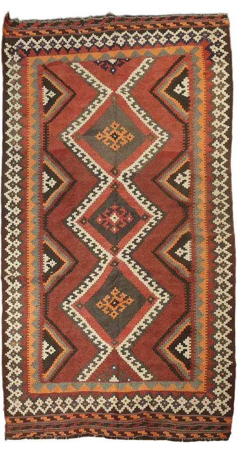 Vegetable Dye Kilim Qashqai Persian Area Rug 5x9