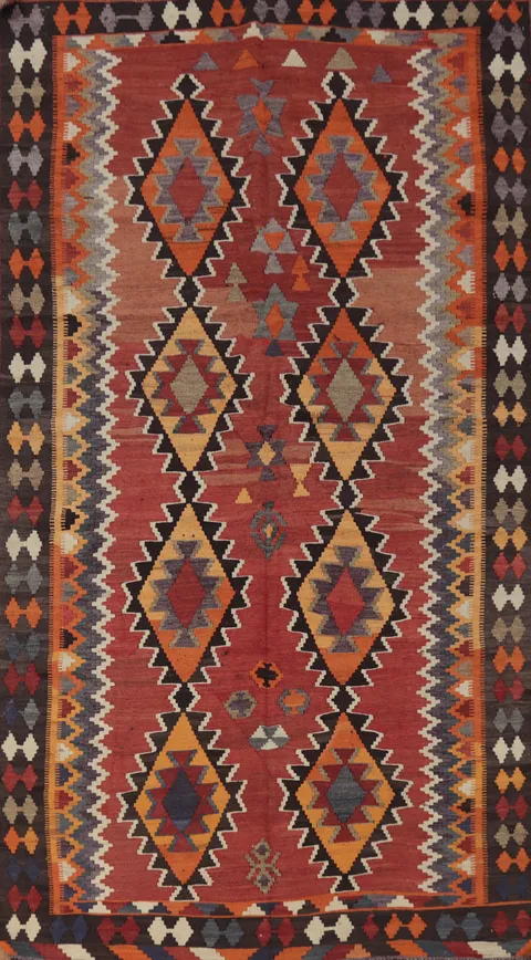 Vegetable Dye Kilim Qashqai Persian Area Rug 5x10