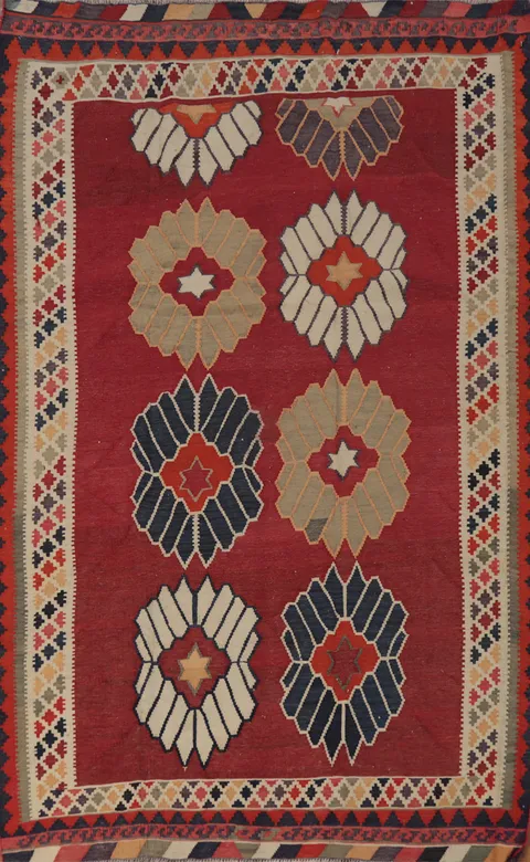Vegetable Dye Kilim Qashqai Persian Area Rug 5x8