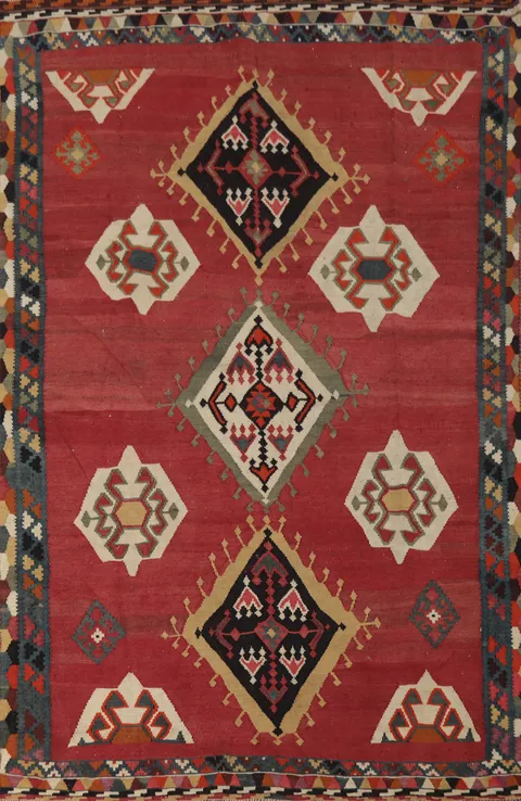 Vegetable Dye Kilim Qashqai Persian Area Rug 5x8