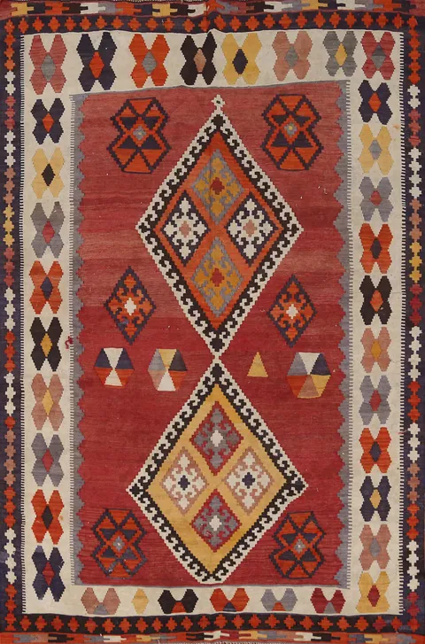 Vegetable Dye Kilim Qashqai Persian Area Rug 5x8