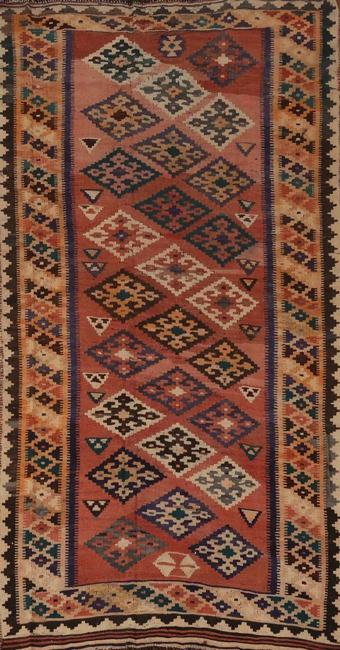 Vegetable Dye Kilim Qashqai Persian Area Rug 5x9