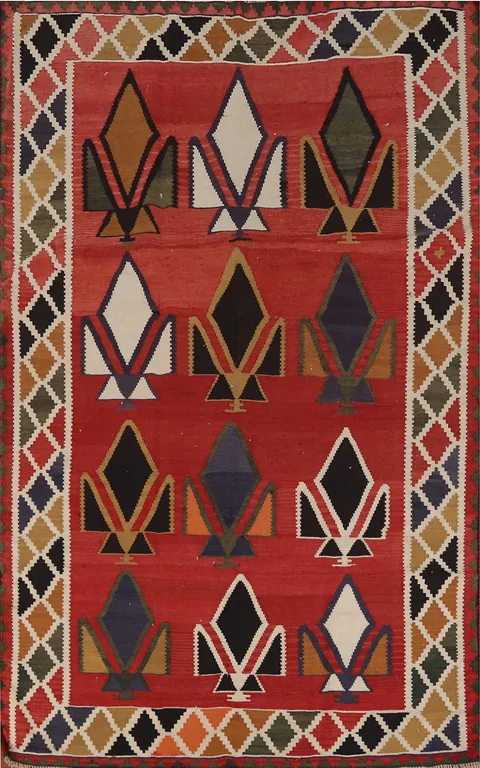 Vegetable Dye Kilim Qashqai Persian Area Rug 5x8