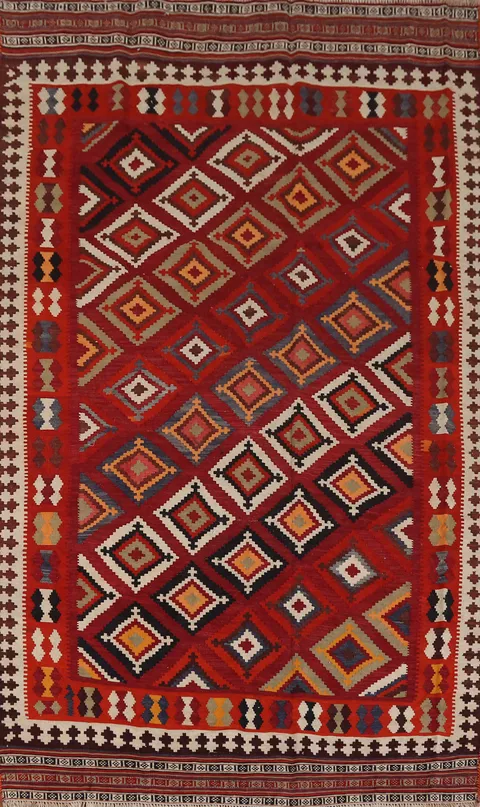 Vegetable Dye Kilim Qashqai Persian Area Rug 5x9
