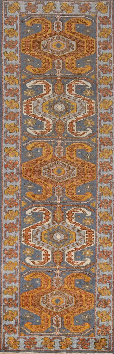 Geometric Heriz Serapi Indian Runner Rug 2x10