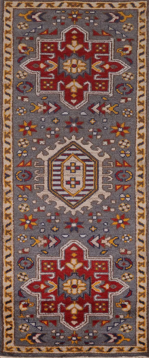 Geometric Heriz Serapi Indian Runner Rug 3x8