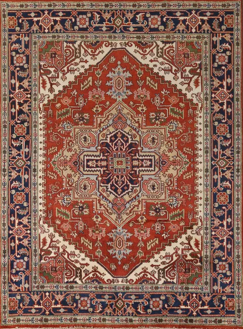 Geometric Heriz Serapi Indian Area Rug 8x10