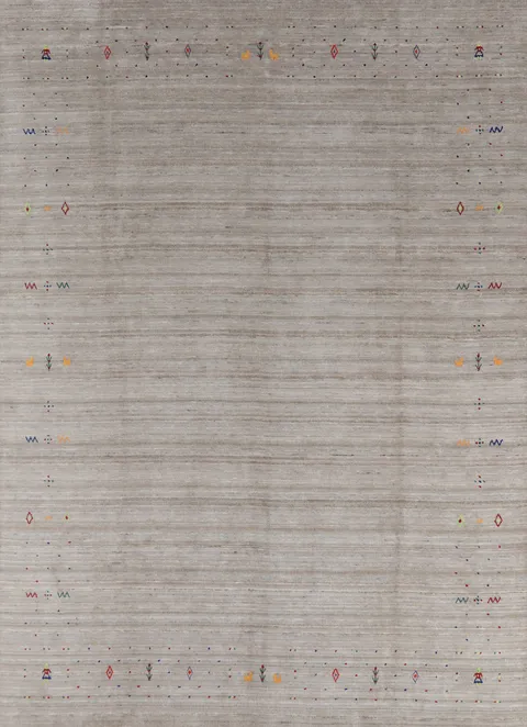 Stylish Gabbeh Area Rug 8x10 with Subtle Multi-Color Patterns