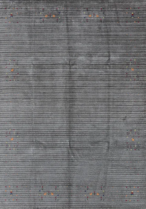 Minimalist Gabbeh Area Rug 8x10 with Delicate Color Highlights