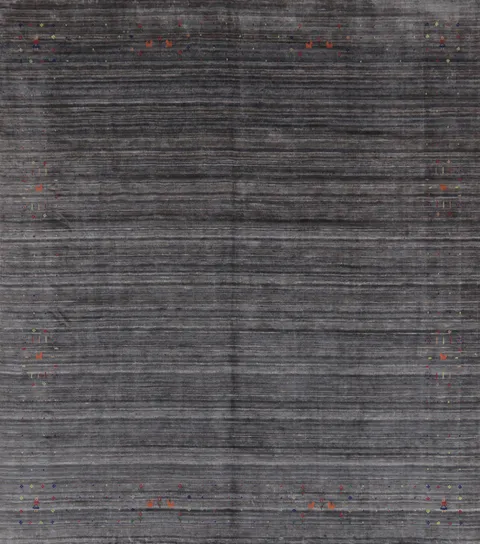 Sleek and Stylish Dark Gabbeh Area Rug 9x9 with Light Color Pops