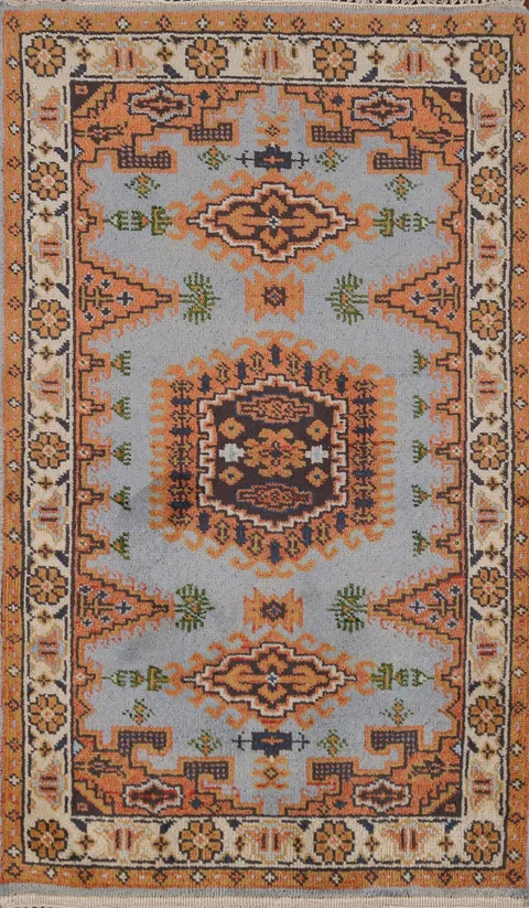 Blue Geometric Viss Indian Rug 3x5