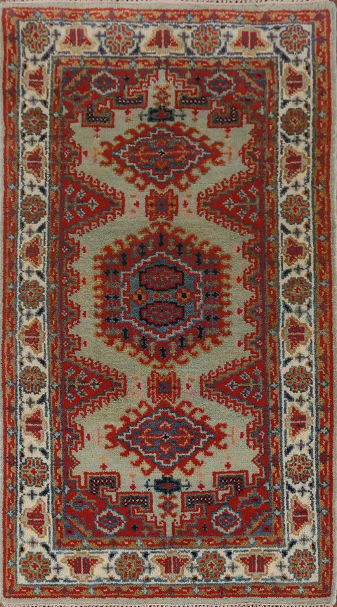Green Geometric Viss Indian Rug 3x5