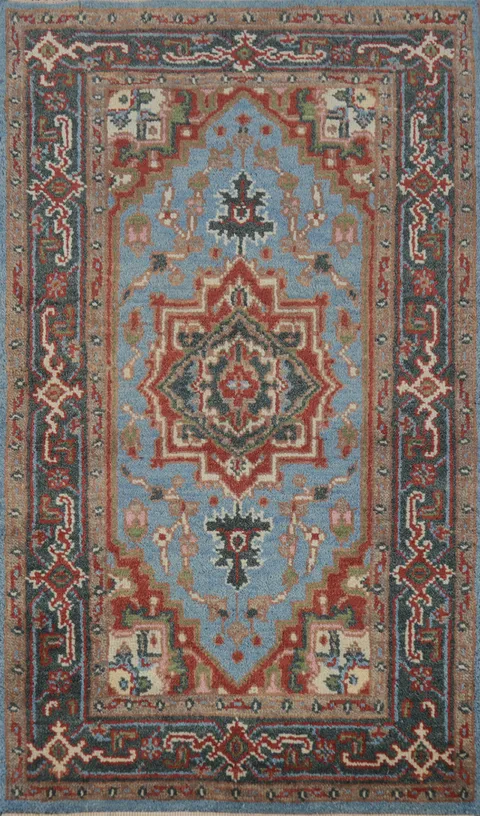 Light Blue Heriz Serapi Indian Rug 3x5
