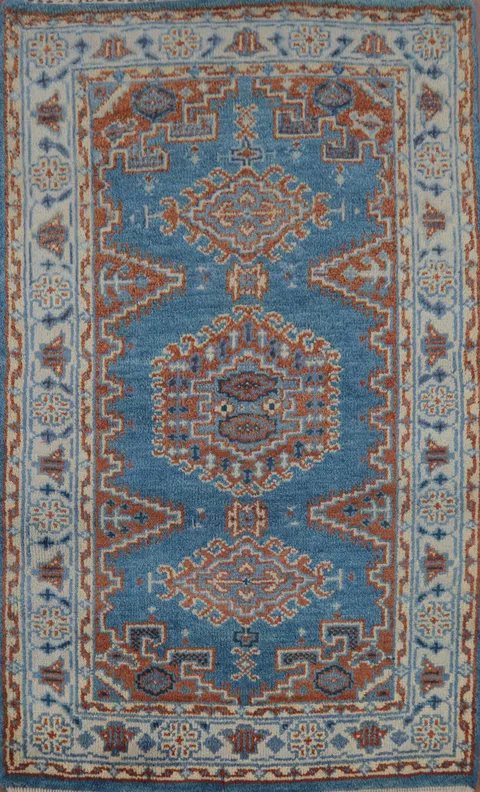 Blue Geometric Viss Indian Rug 3x5