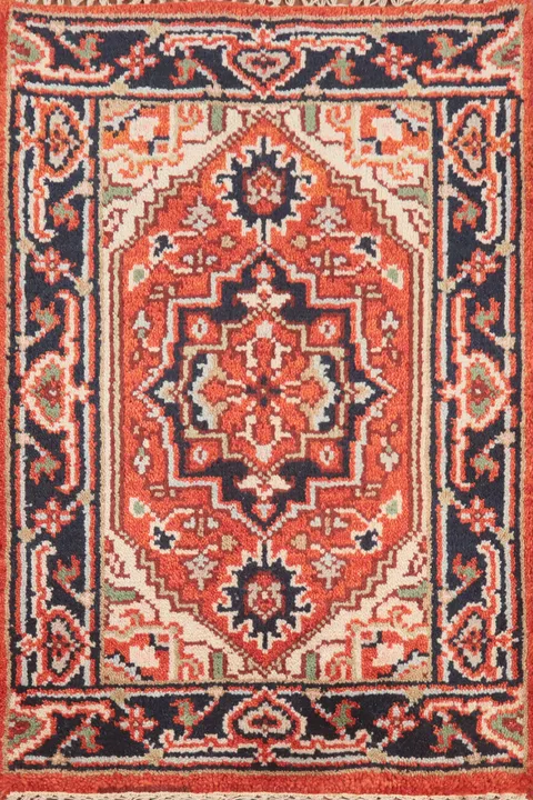Orange Wool Heriz Serapi Indian Rug 2x3