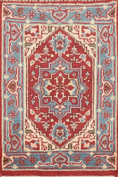 Geometric Red Heriz Serapi Indian Rug 2x3