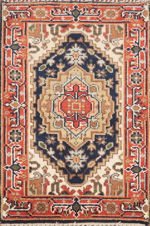 Navy Blue Heriz Serapi Indian Rug 2x3