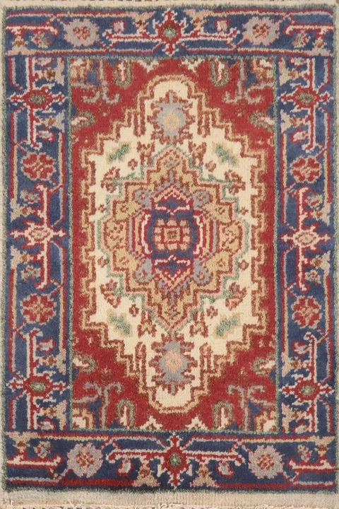 Geometric Heriz Serapi Indian Foyer Rug 2x3