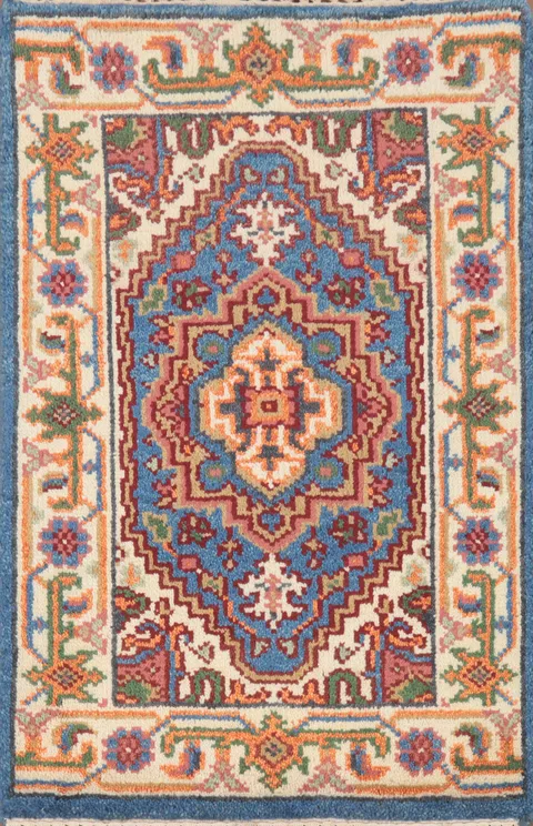 Blue Handmade Heriz Serapi Indian Rug 2x3