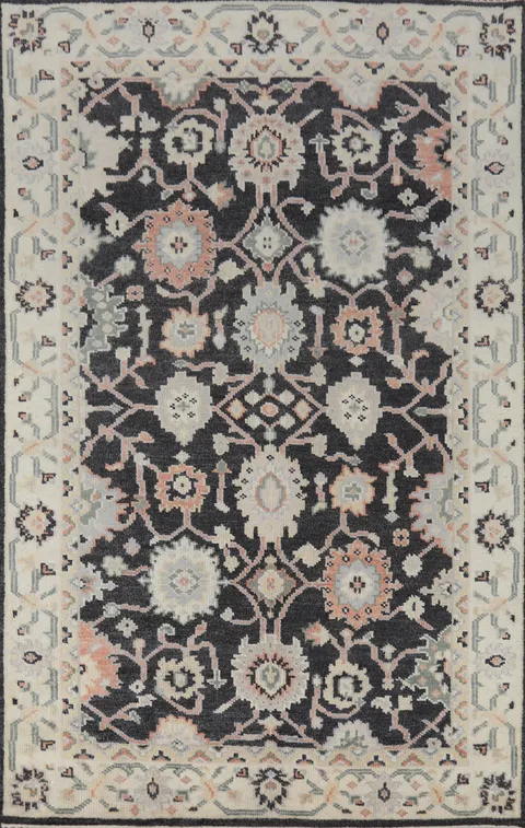 Charcoal Wool Handmade Oushak Indian Area Rug 6x9