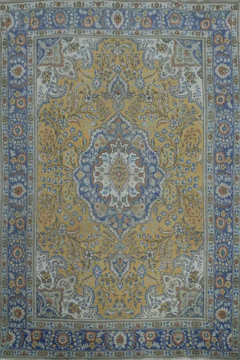 Traditional Yellow Tabriz Persian Area Rug 7x10