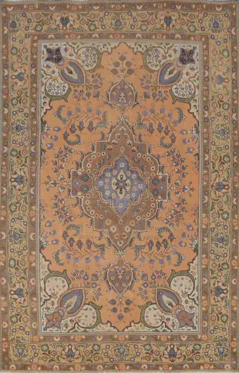 Vintage Wool Tabriz Persian Area Rug 7x9