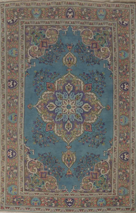 Traditional Blue Tabriz Persian Area Rug 6x10