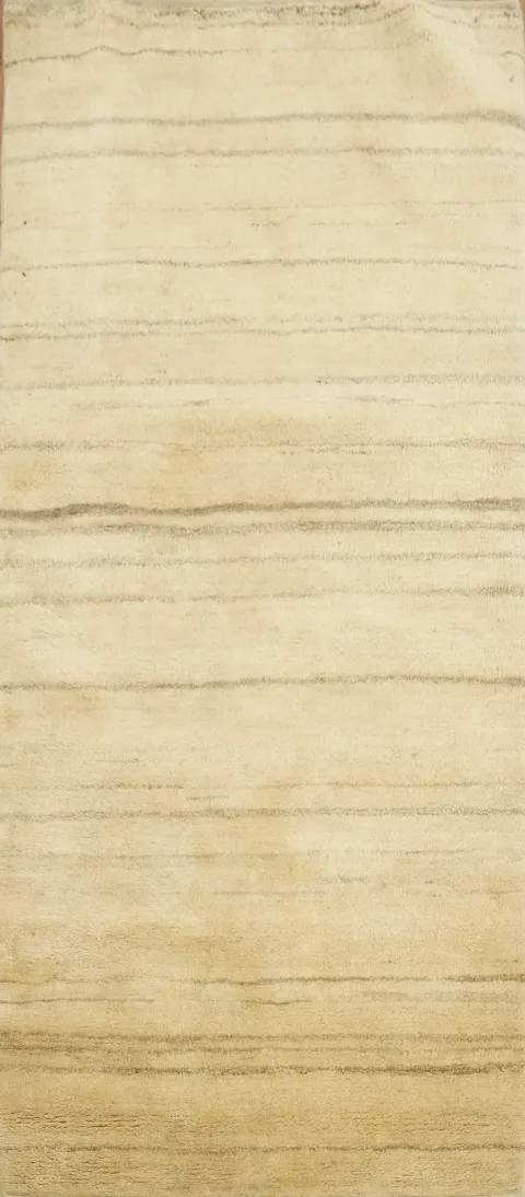 Beige Soft Neutral Gabbeh Zolanvari Persian Rug Runner 3x6 ft