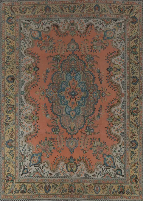 Vintage Wool Tabriz Persian Area Rug 10x13