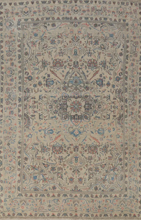 Distressed Wool Tabriz Persian Area Rug 6x9