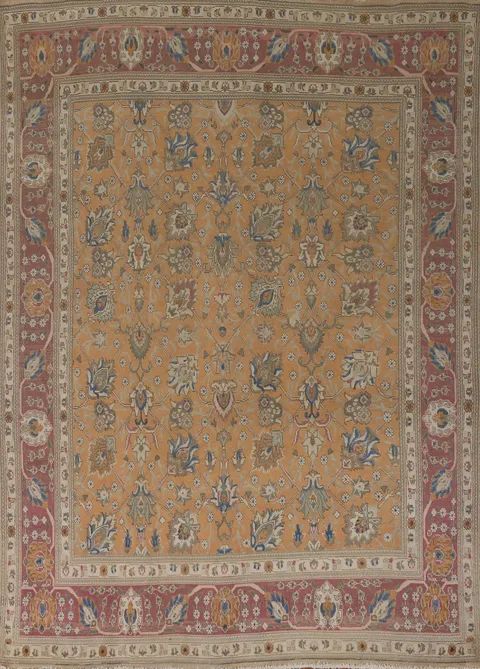 Vintage Floral Wool Tabriz Persian Area Rug 8x11