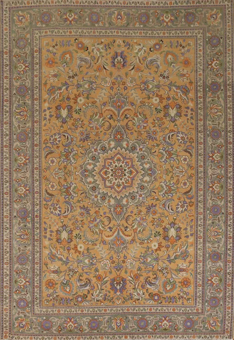 Vintage Floral Tabriz Persian Area Rug 7x10
